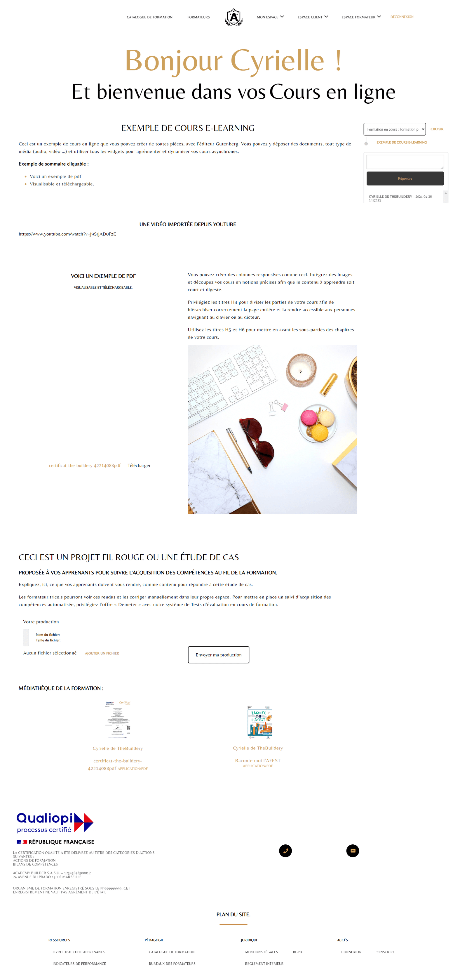 espace e learning lms apprenants qualiopi academy builder